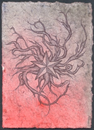 Root Star (ballpoint pen on watercolor)